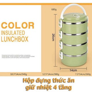 Cặp Lồng Đựng Thức Ăn Nhiệt Lúa Mạch 4 Tầng