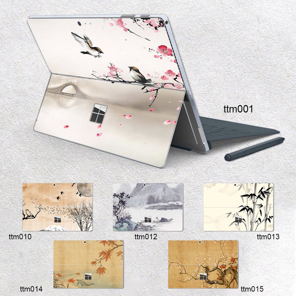 Skin dán hình Tranh thủy mặc cho Surface 3 2015; Go, Go 2, Go 3; Pro 2 3 4 5 6 7 9 X