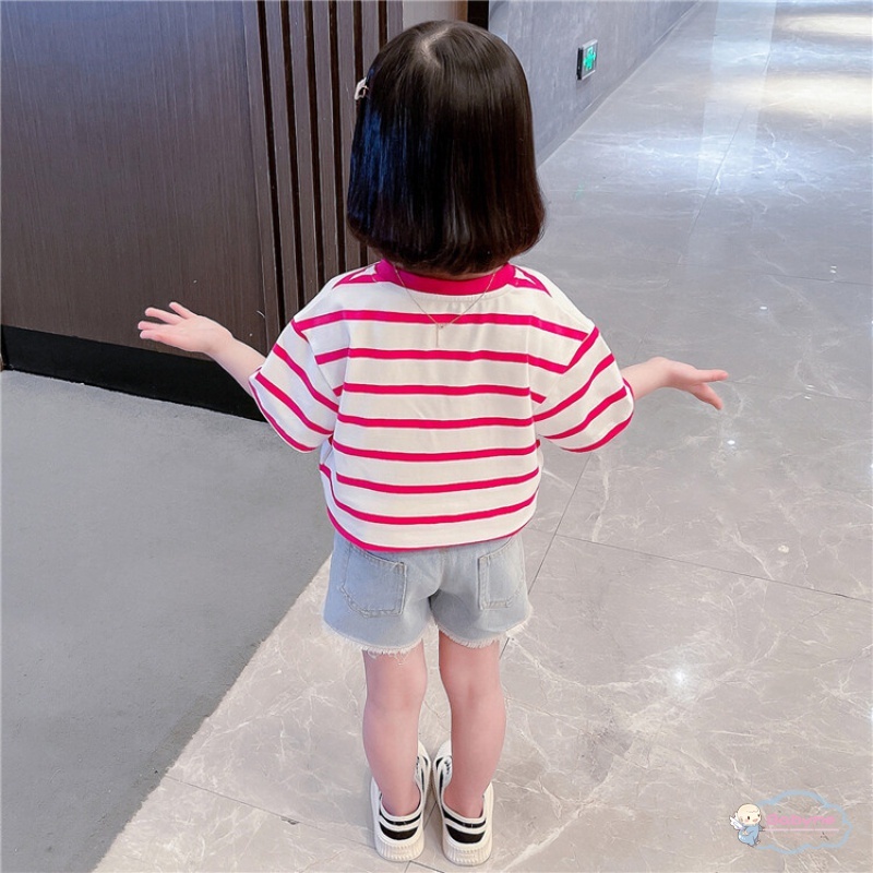 Áo Thun Tay Ngắn Cổ Tròn Dáng Rộng Thời Trang Xinh Xắn Cho Bé Gái