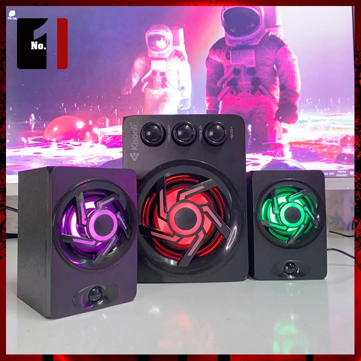 Loa Máy Tính Bluetooth Để Bàn 2.1 KISONLI TM8000A Led Rgb Loa Mini Nghe Nhạc Vi Tính Laptop Có Dây