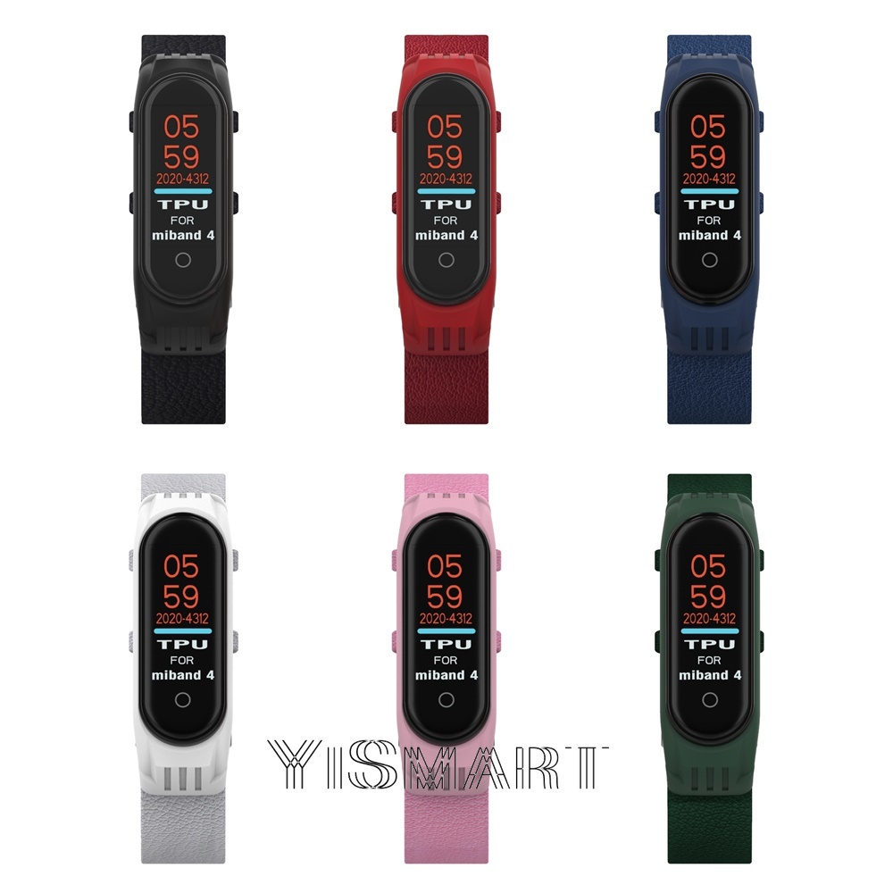 Dây đeo đồng hồ chát liệu da TPU nhiều màu cho Xiaomi MiBand 6 5 Mi Band 4 3