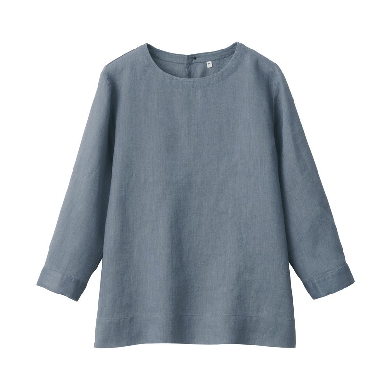 Muji Áo Kiểu Linen Hữu Cơ Washed