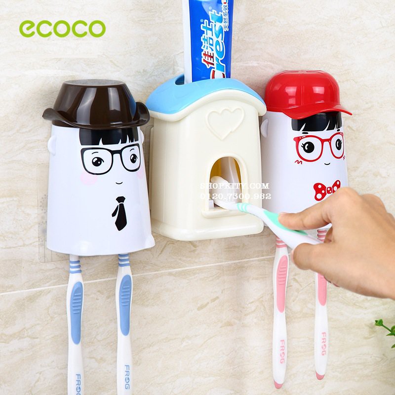 Bộ dụng cụ lấy kem treo bàn chải mây ecoco