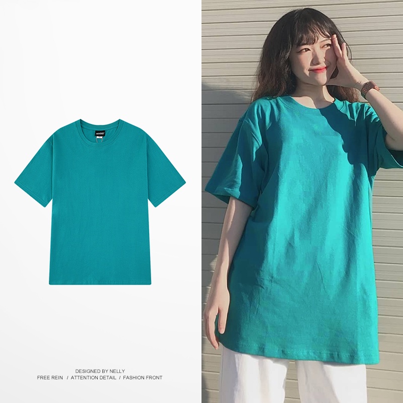 Áo thun trơn Nelly ngắn tay 100% cotton basic bộ màu áo phông basic hồ xanh (Nelly)