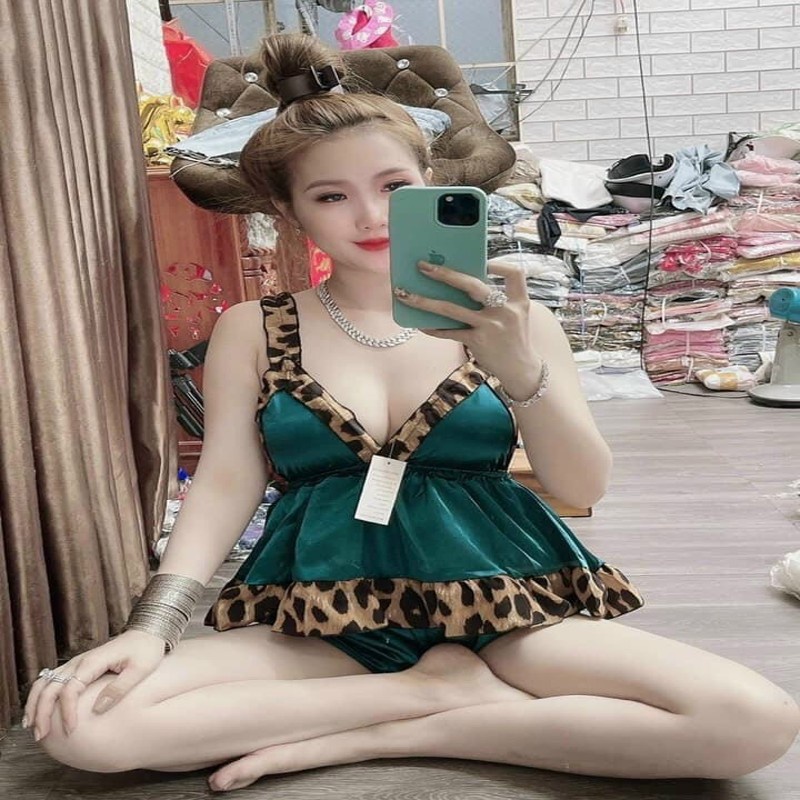 Đồ ngủ sexy nữ FREE SHIP Đồ ngủ hai dây phối ren chất lụa phi hai dây có mút ngực