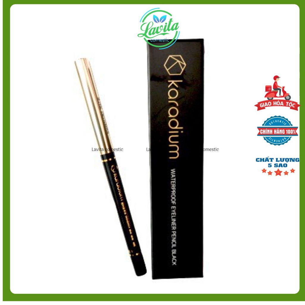 Chì kẻ mắt Karadium  Waterproof Eyeliner Pencil Black -Huynmio