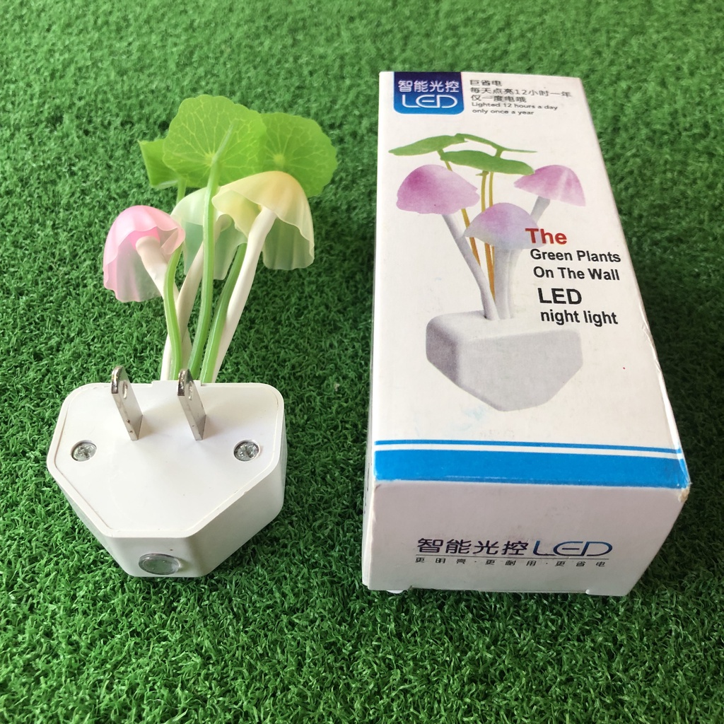Đèn ngủ cảm biến 3 cây nấm đổi màu tự động bật tắt đèn