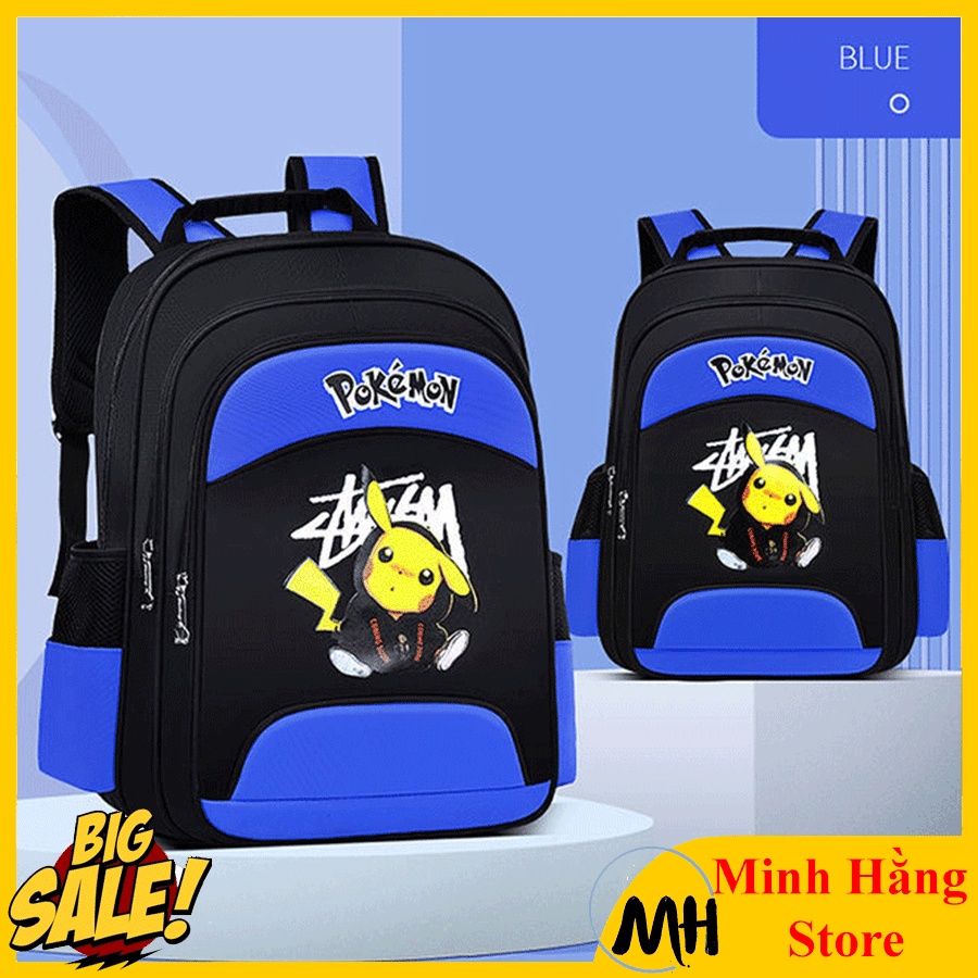 Ba lô nam học sinh trung học hình Micachu vàng siêu nhẹ cho bé trai cấp 1,2