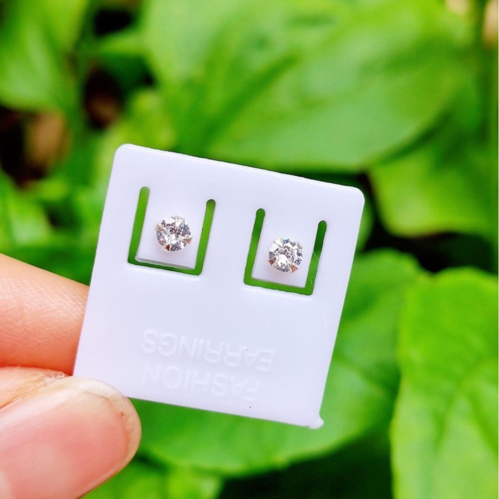 Bông tai nụ đá bạc ta trẻ em cao cấp -Trang sức TNC Jewellery