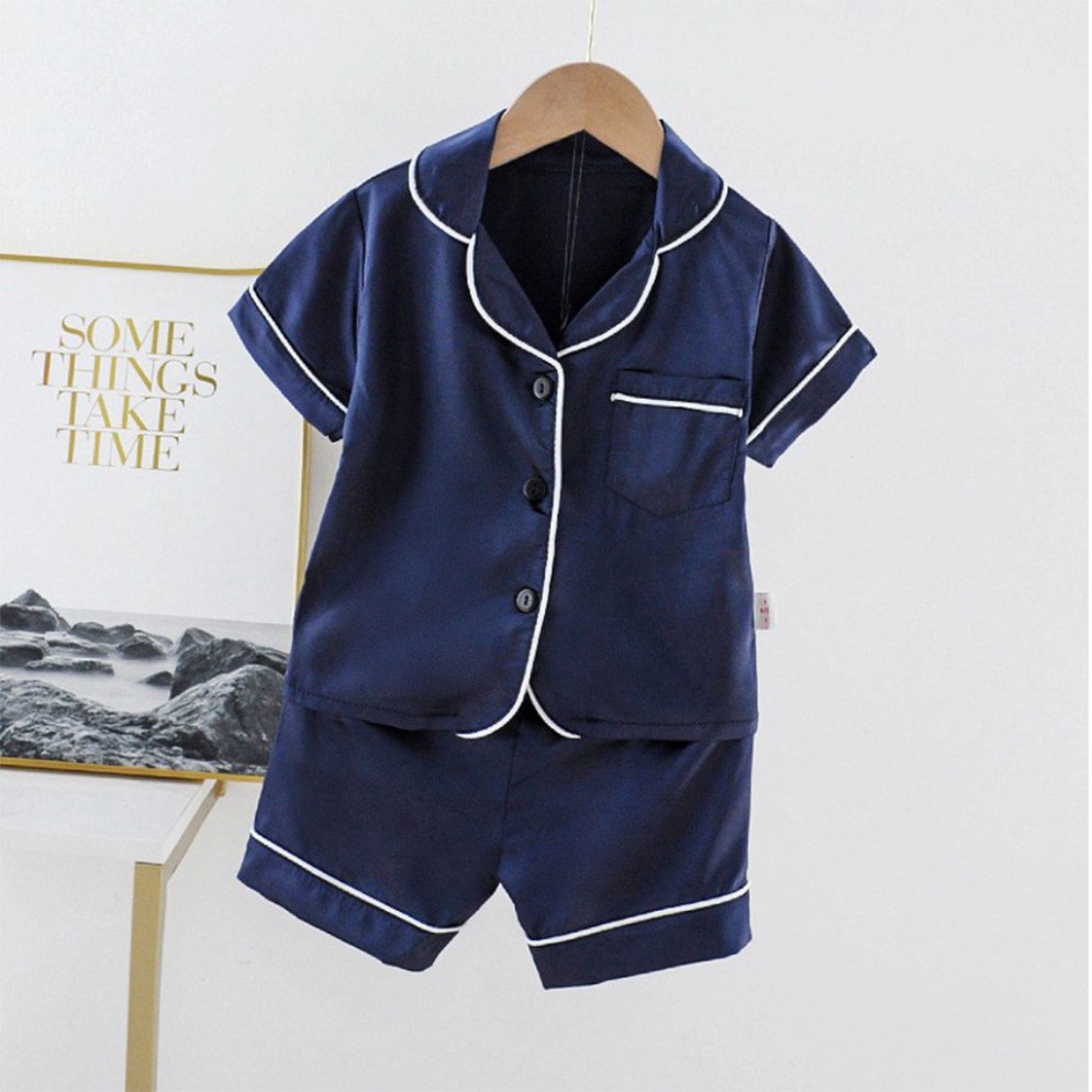 Bộ Pijama Cộc Tay Cho Bé SÂU SHOP, Bộ Ngủ Lụa Cộc Tay Cho Bé Trai Bé Gái Từ 6-28kg