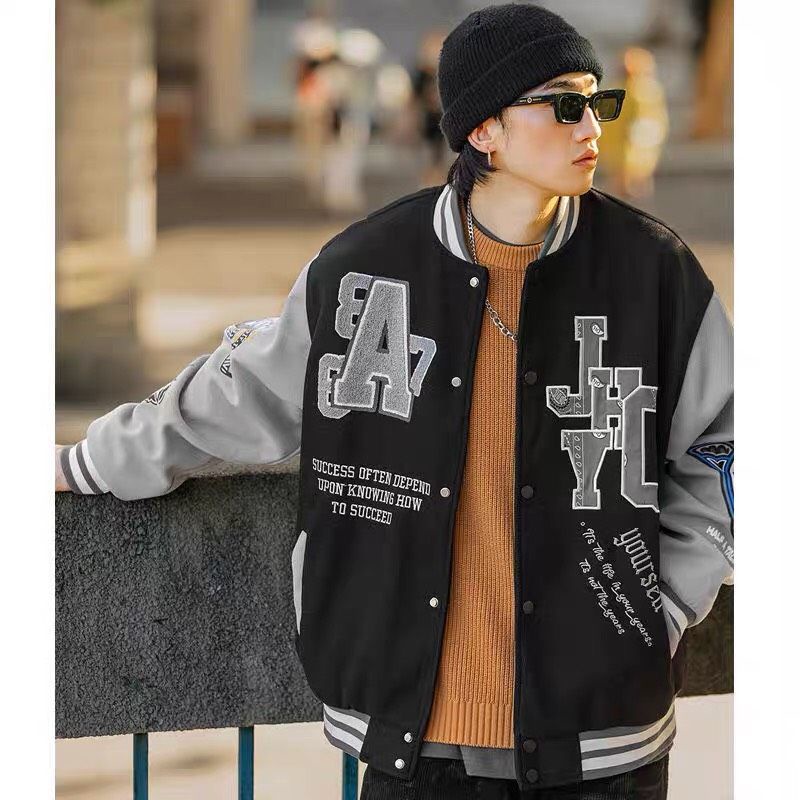 Áo Khoác Nỉ Bomber Nam Kiểu Dáng Bóng Chày - Super Fashion P