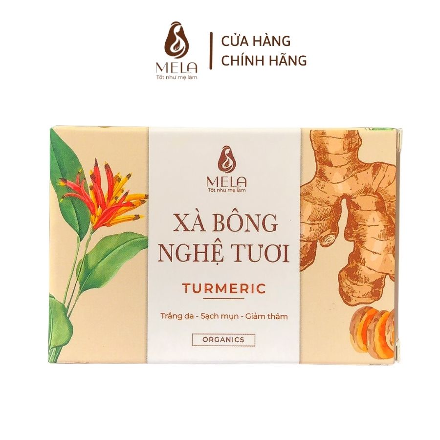 Xà Bông Nghệ MELA Kèm Túi  Lưới Tắm Tạo Bọt, Xà Phòng Handmade Bộ Chăm Sóc Mặt Và Body Giúp Da Sáng Khoẻ Mờ Thâm - ML16