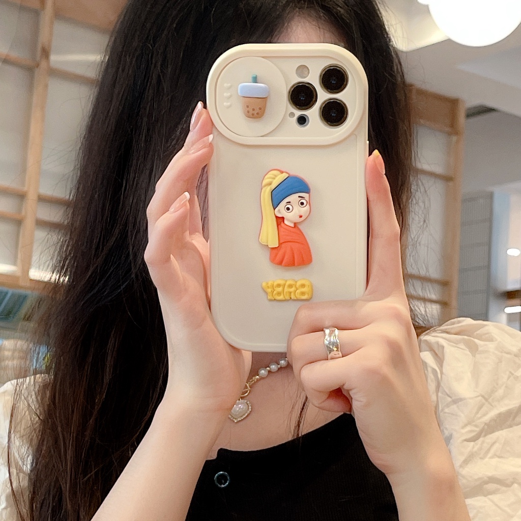 Ốp Điện Thoại Dẻo Họa Tiết Hoạt Hình Cô Gái Đẩy Cửa Sổ Chống Rơi Cho iPhone 11 / 12 / 12PRO MAX / 13PRO MAX / XR / XS