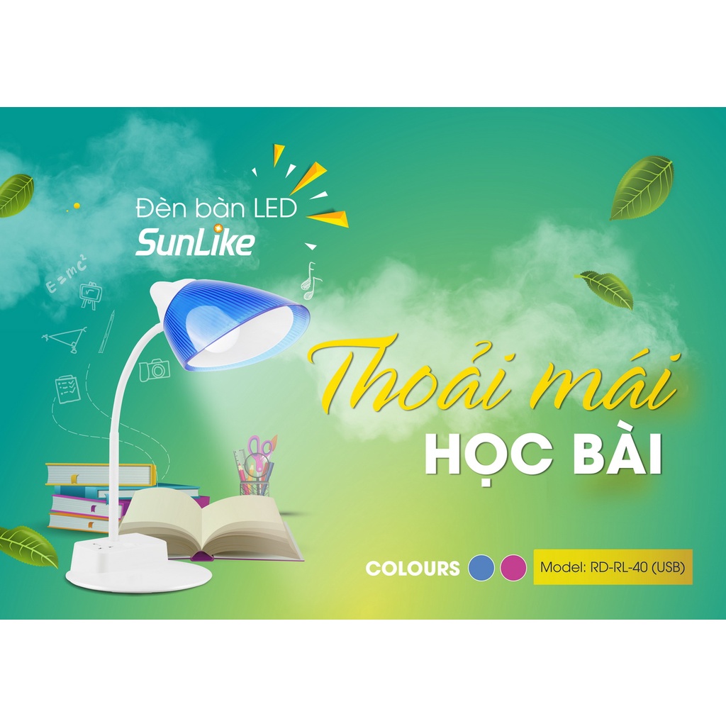 Đèn bàn bảo vệ thị lực tích hợp ổ cắm và cổng sạc usb Rạng Đông - Model: RD-RL-40 8W