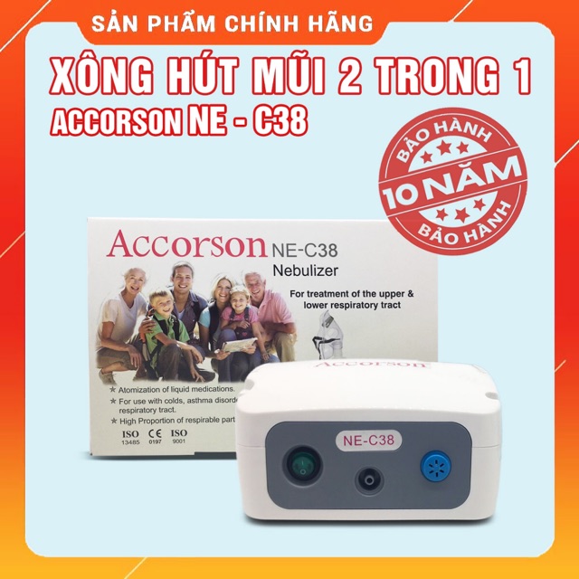 [UK - BH 10y] Accorson NE-C38 Nebulizer 2in1 Máy Khí Dung Xông Hút mũi họng 2 trong 1 - Máy hút mũi cao cấp SEGMINISAMRT