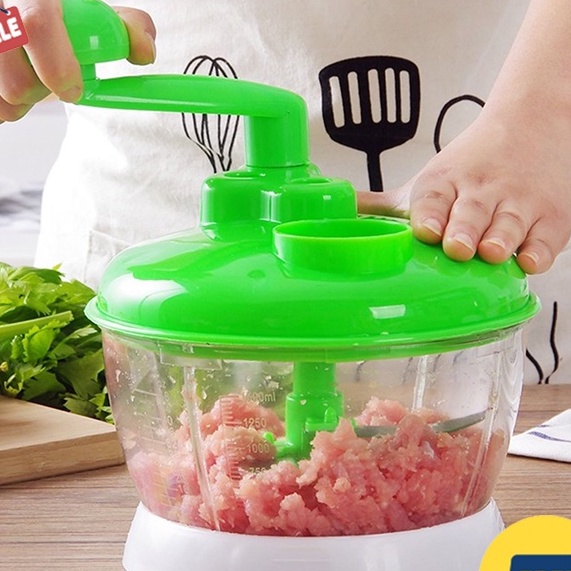 Dụng cụ xay tỏi, ớt, thịt, rau củ quay tay đa năng