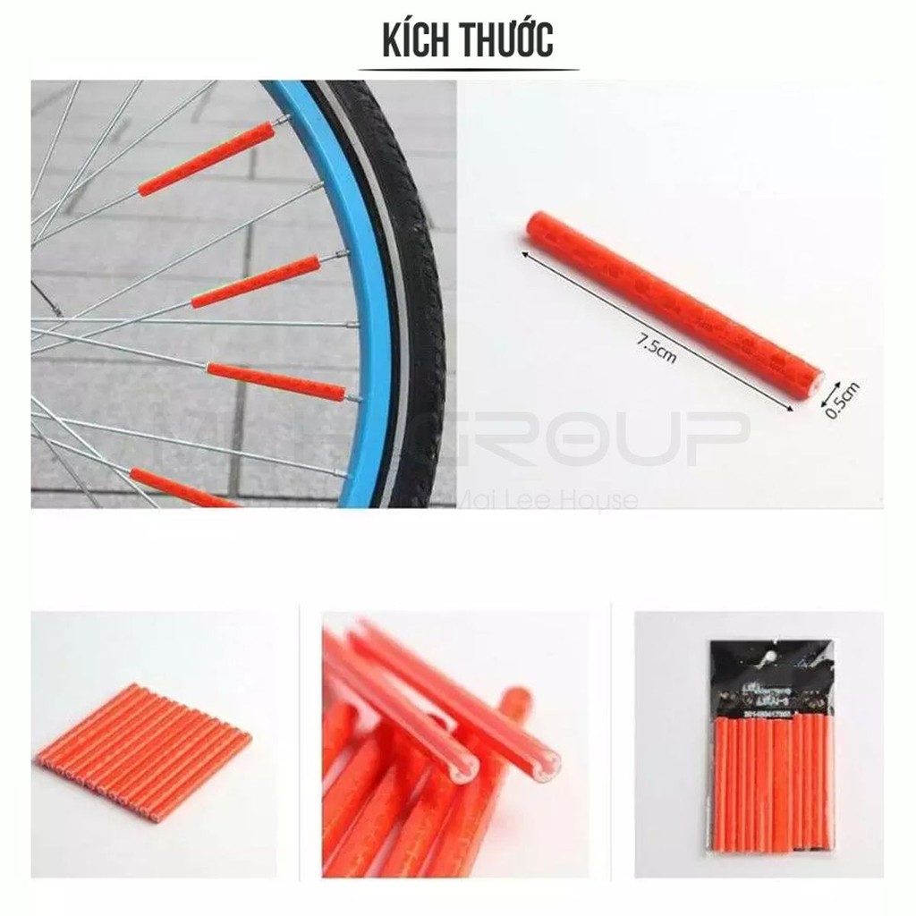 Que Phản Quang Gắn Nan Hoa, Căm Tăm Xe Đạp Trang Trí Bánh Xe Đạp An Toàn Ban Đêm (12 chiếc/75mm) MLH