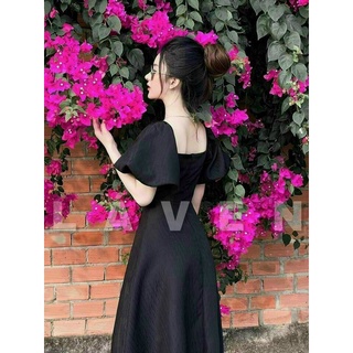 Đầm maxi nút bọc siêu xinh chất Đũi