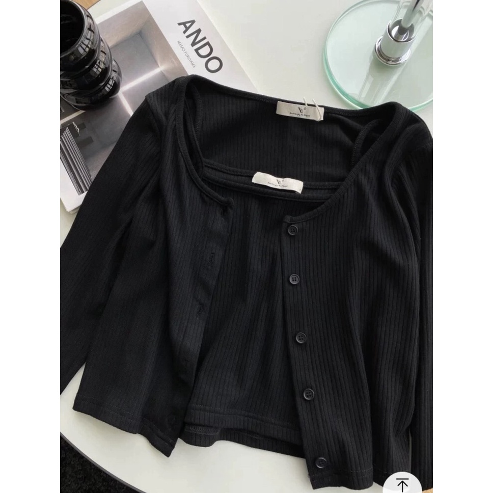 Set Áo Cardigan Kèm Áo 2 Dây Croptop Chất Len Tăm Thu Đông Cá Tính OHO CLOTHING