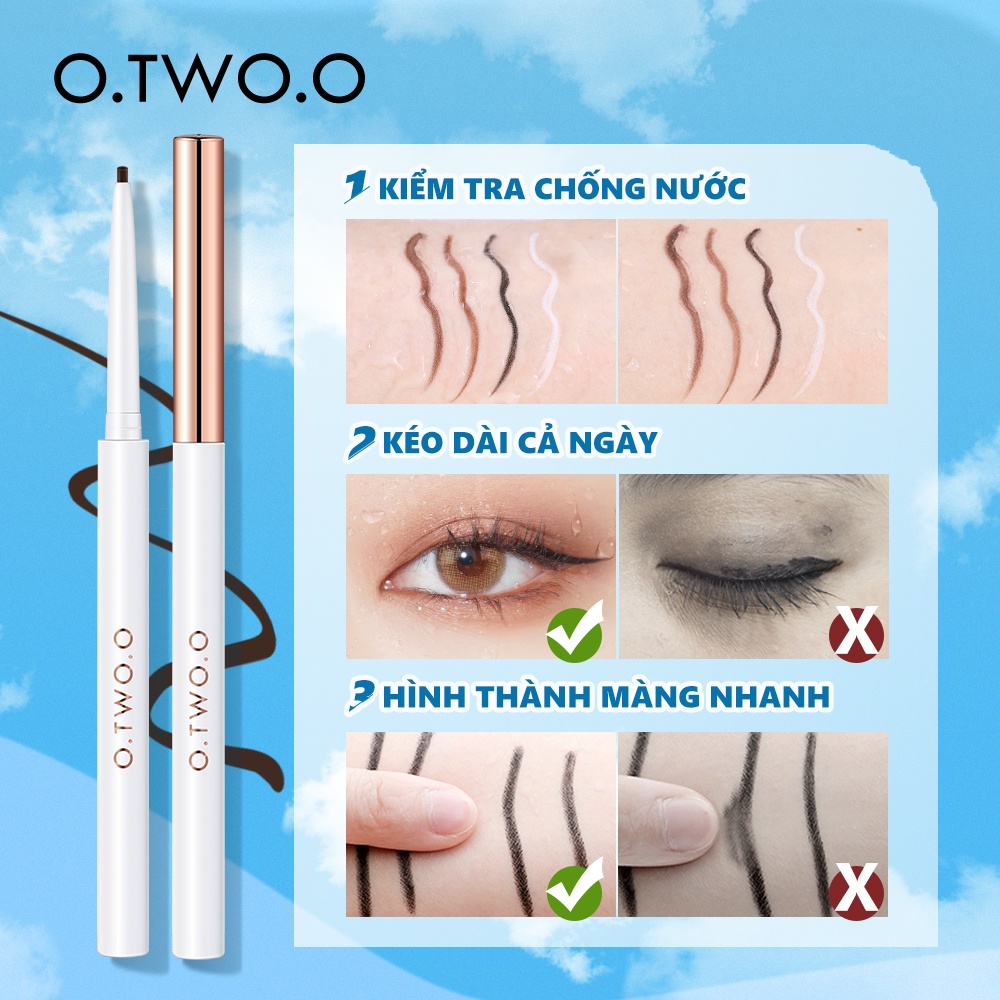 Bút chì kẻ mắt siêu mảnh 1.0mm O.TWO.O có 4 màu kháng nước đường kẻ mịn trang điểm mắt hiệu quả 13g