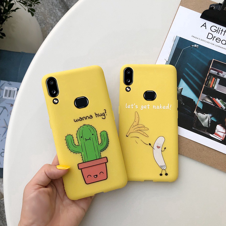 Ốp điện thoại mềm họa tiết xương rồng/chuối màu vàng mặt nhám cho Samsung A10S A20S A20 A30 A50 A30s A50s A40 A70 A10 | BigBuy360 - bigbuy360.vn