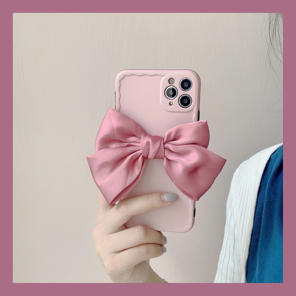 Ốp Điện Thoại Mềm Màu Trơn Đính Nơ Lụa Cho Iphone 11 12 Pro Max Se2 Xr Xmax I8 7plus | BigBuy360 - bigbuy360.vn