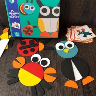 Bộ Tranh Ghép Hình Montessori Fun Board - Đồ Chơi Ghép Hình Montessori Fun Board Bằng Gỗ Theo Thẻ Cho Bé