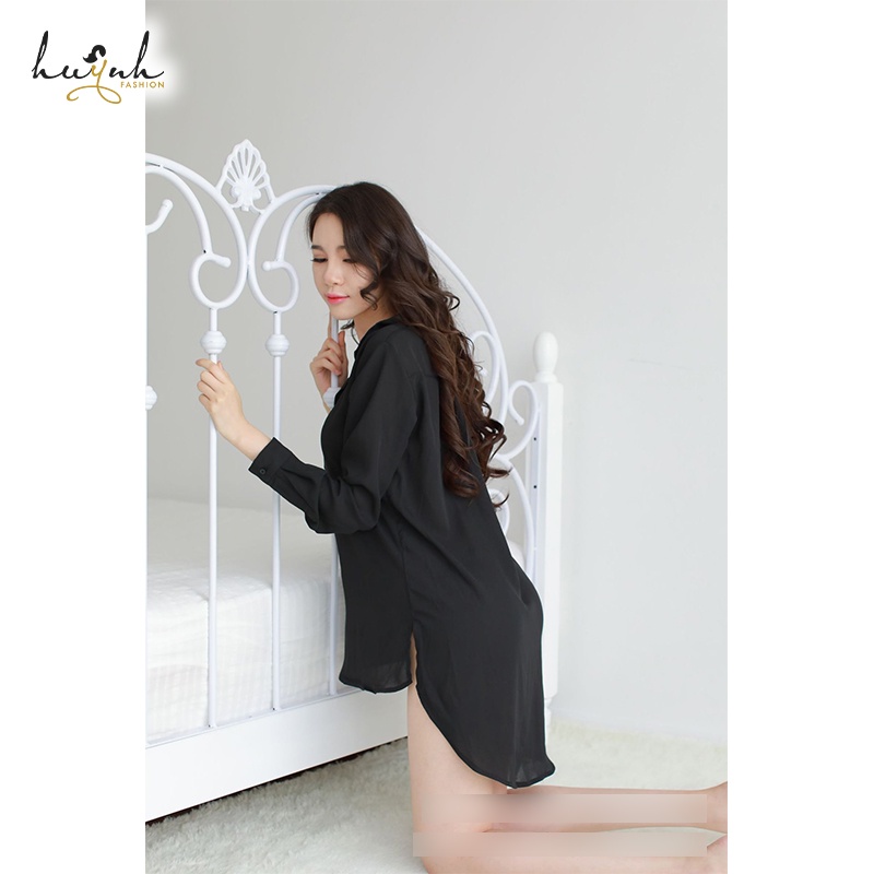 Áo Sơ Mi Ngủ Voan Dài Tay Quyến Rũ - N92