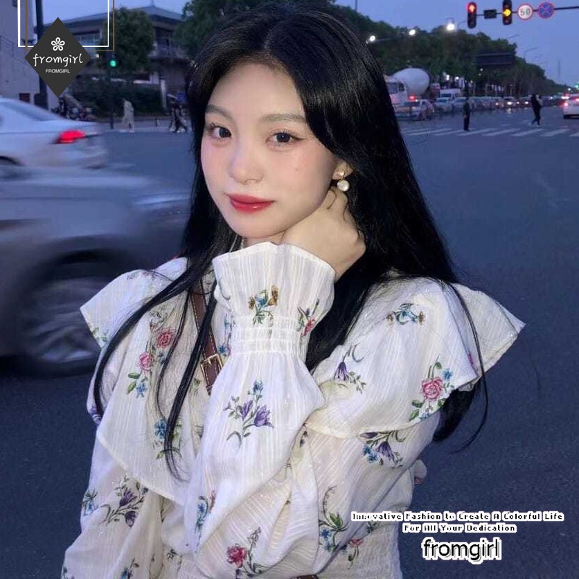 Áo Sơ Mi Hoa Dáng Ngắn Phong Cách retro Hàn Quốc Mới Dành Cho Nữ