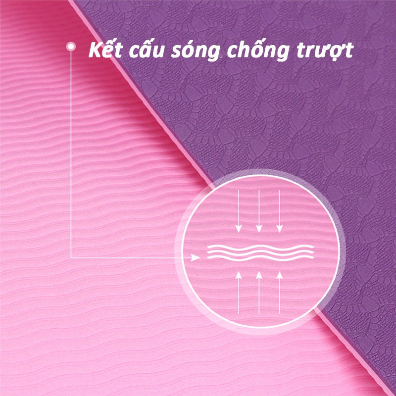 Thảm tập Yoga chống trượt định tuyến tập gym, thể dục tại nhà Thảm yoga TPE 2 lớp 8mm cao cấp