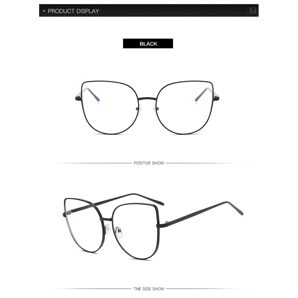 Kính Mắt Mèo Samjune Gọng Kim Loại Thiết Kế Thời Trang Tròng Kính Trong Suốt Dành Cho Nam/ Nữ