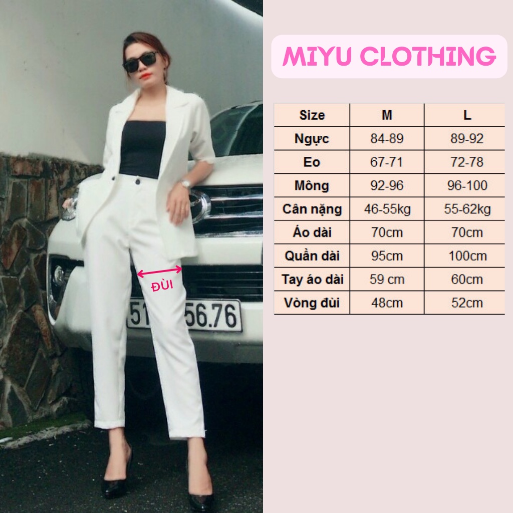 Set vest nữ quần dài bộ vest nữ đẹp trẻ trung năng động đi làm đi chơi đều được size M L từ 46-62kg MIYU CLOTHING