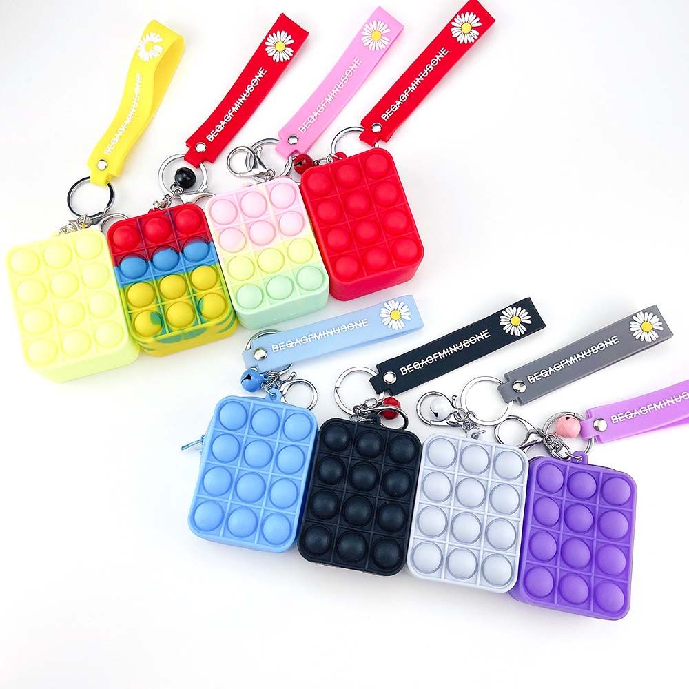 Ví Silicone Dẻo Bóp Giảm Stress Nhiều Màu Sắc Có Móc Khóa