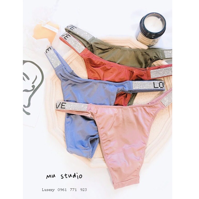 QUẦN LÓT ĐÍNH ĐÁ LỌT KHE CAO CẤP sang trọng - Shop đồ lót nữ đẹp dễ thương chất thun lạnh mát màu hồng xanh đen đỏ