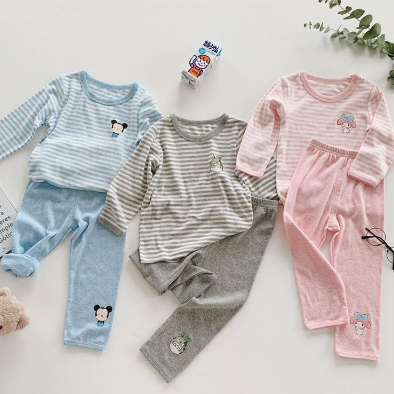 Bộ dài tay cotton xuất Nhật mềm đẹp cho bé trai, bé gái
