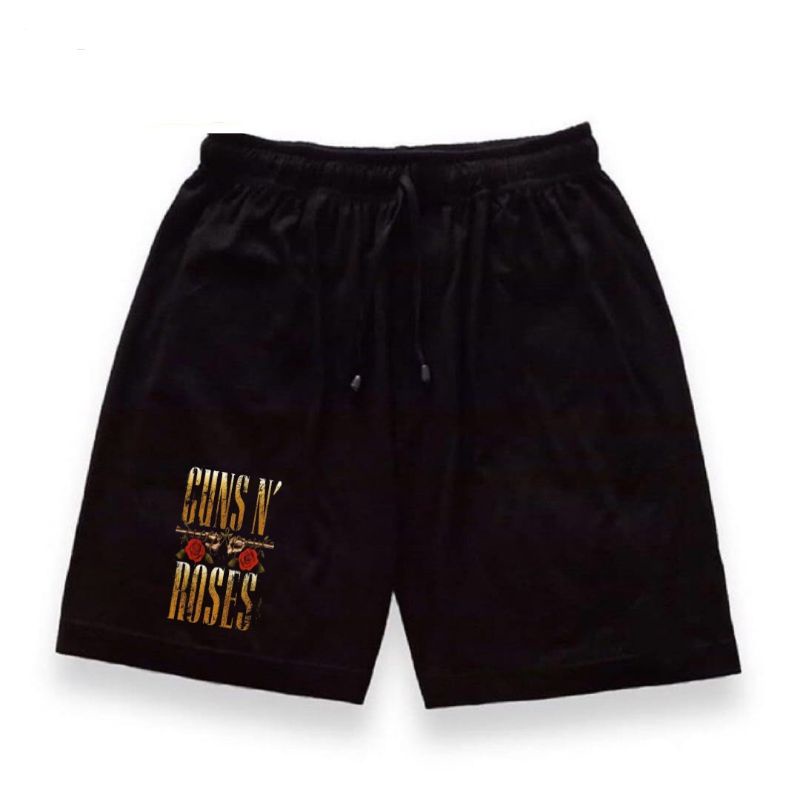 Gun 'S N ROSES Quần Đùi / Quần boxer Ngắn Cotton / Dây Rút Màu Đen / Đen Nhạc ROCK Cho Bé