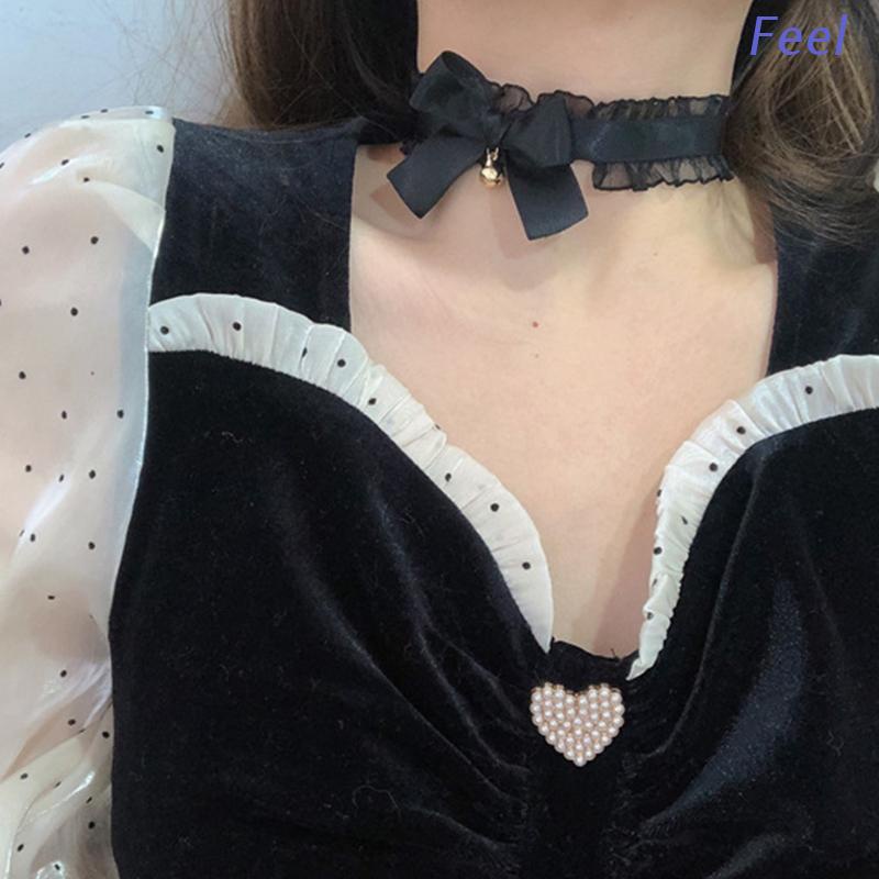 Vòng Cổ Choker Ren Thắt Nơ Phong Cách Lolita Nhật Bản Ngọt Ngào