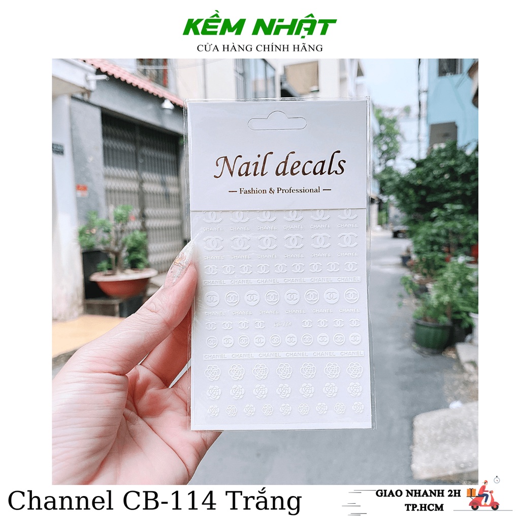 Sticker Dán Móng Channel Trắng Đen CB-114
