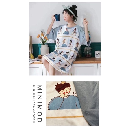 Đầm ngủ có tay hoạ tiết dễ thương | BigBuy360 - bigbuy360.vn