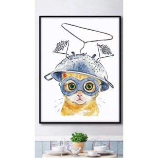Tranh canvas decor mèo tinh nghịch kt 40x60cm