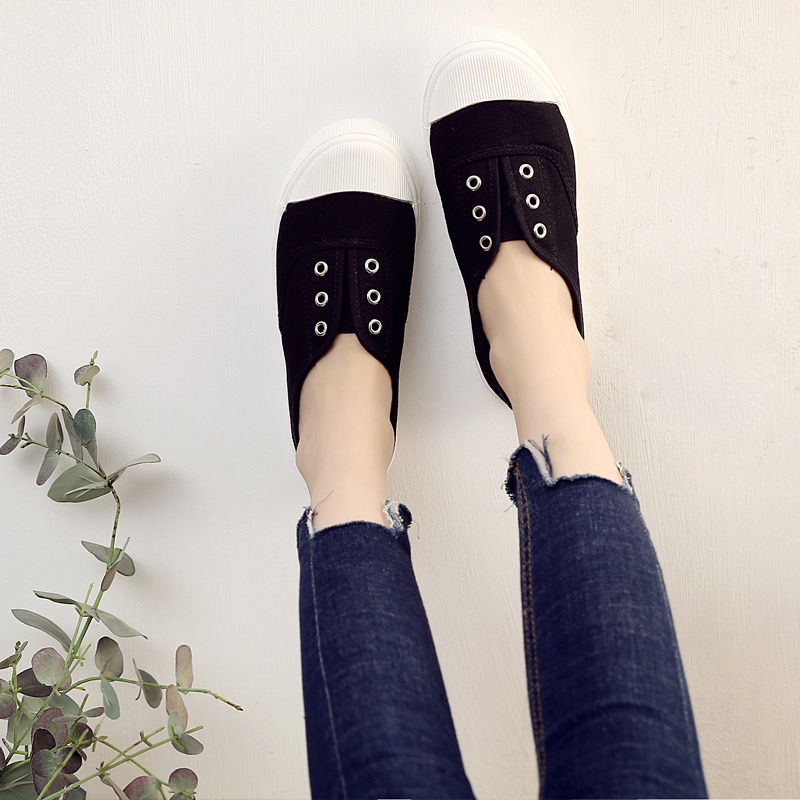 Giày lười vải canvas đế bằng thời trang xuân hè hàng mới dành cho bạn nữ 2021