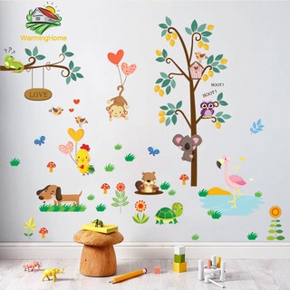 Animals Tree Kids Room Kindergarten Layout Decor Wall Stickers Decal