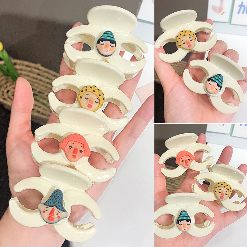 Kẹp tóc màu trắng sữa họa tiết hoạt hình đơn giản xinh xắn ngọt ngào