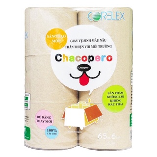Lốc 6 cuộn giấy vệ sinh corelex chacopero - eco không lõi
