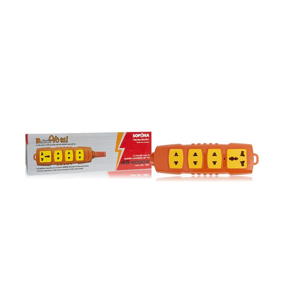 Ổ cắm điện 3 chấu lõi sứ chống cháy siêu chịu tải 6000W