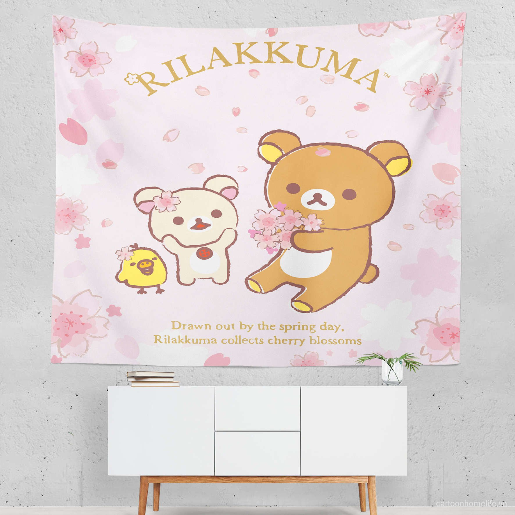 Thảm Treo Tường Trang Trí In Hình Chú Gấu Rilakkuma Dễ Thương