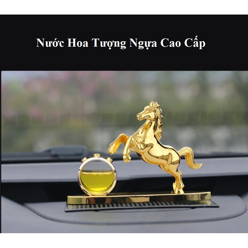 Tượng Ngựa Kèm Nước Hoa Cao Cấp Để Taplo Ô Tô, Bàn Làm Việc