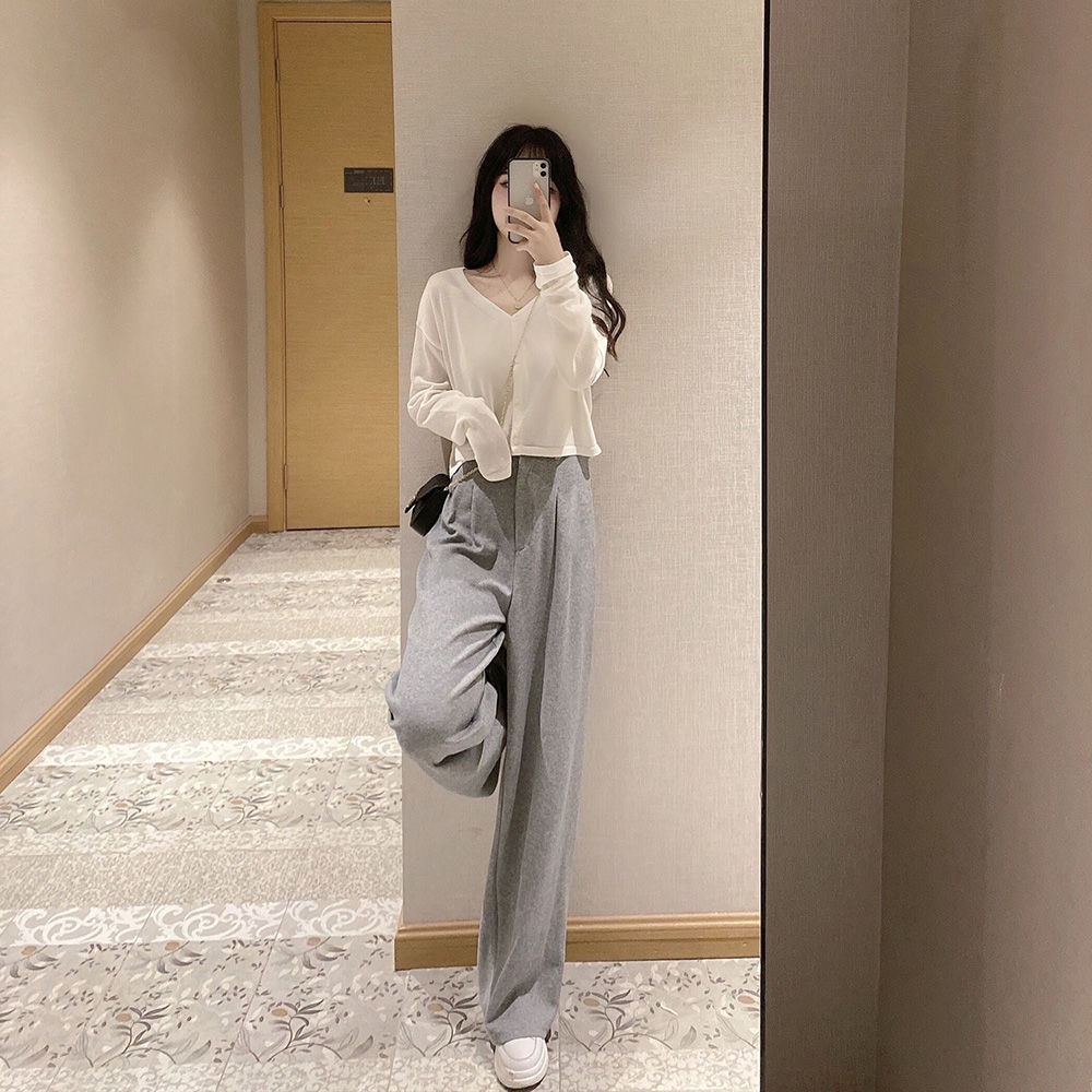 Set quần ống rộng + áo kiểu trẻ trung thanh lịch thời trang dành cho nữ