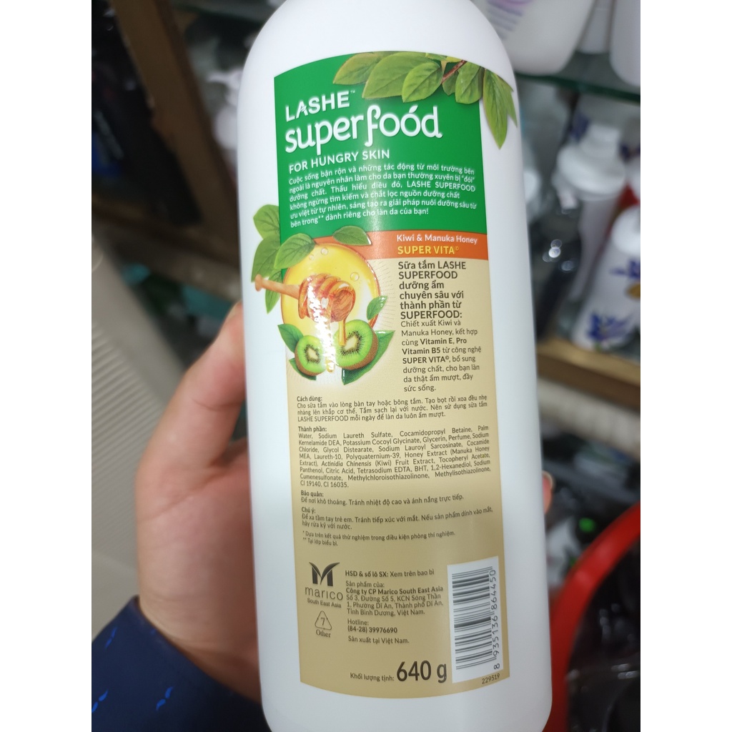 Sữa tắm dưỡng da LASHE Superfood 640g