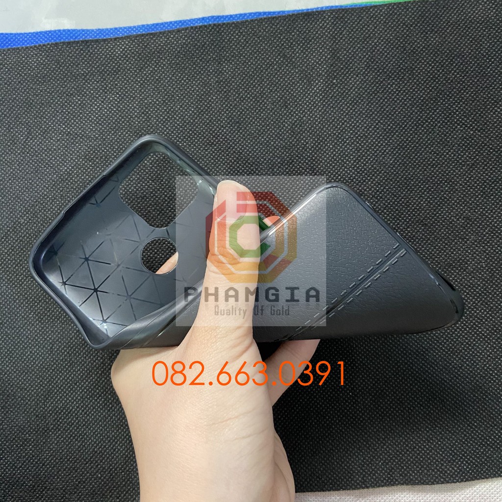 Ốp lưng Realme C12 dẻo đen giả da auto